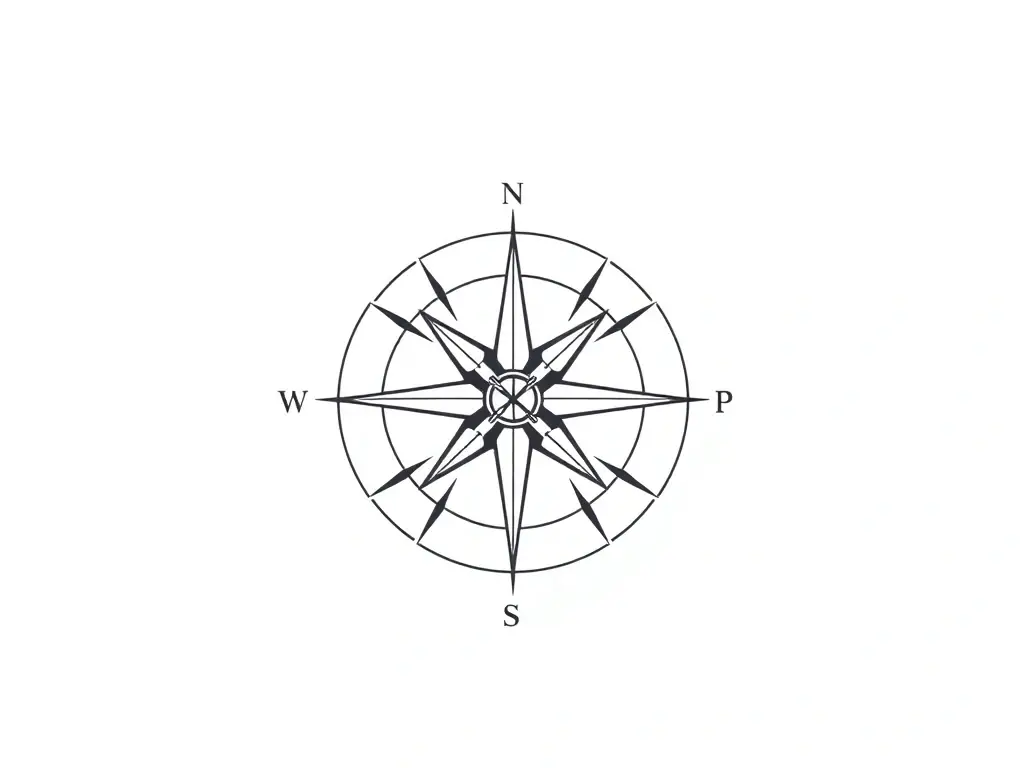 A minimalist line-art icon of a compass, symbolizing precision and direction, set against a clean, high-end background. The image should evoke a sense of accuracy and bespoke planning.